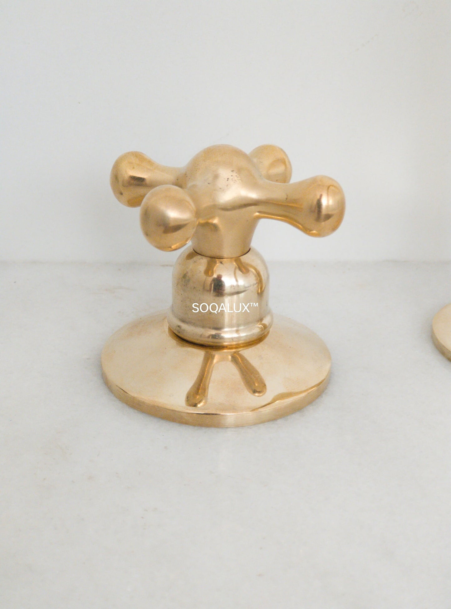 Unlacquered Brass Bathroom Faucet: 3-Hole Deck Mount Vanity Tap.