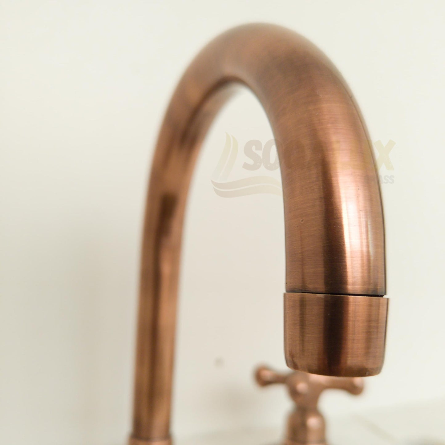 Unlacquered Copper Bathroom Faucet, Solid 3-Hole Deck Mount Vanity Sink Tap.