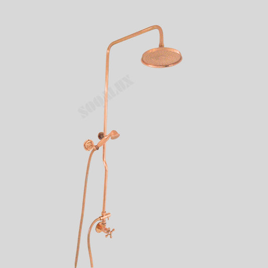 Unlacquered Aged Copper Shower Set, Rainfall Copper ShowerHead.