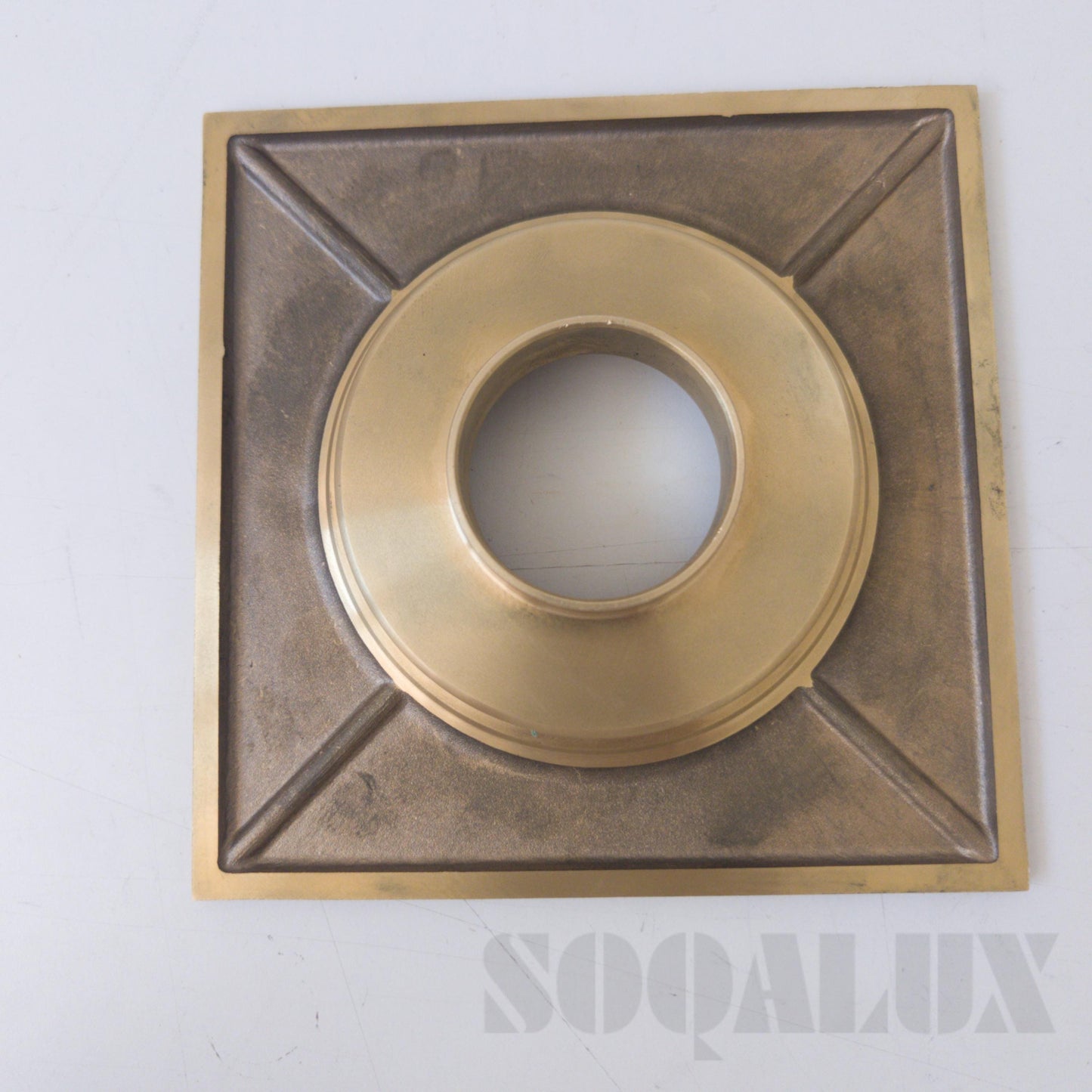 Unlacquered Brass Square Floor Drain Cover, Antique Style.