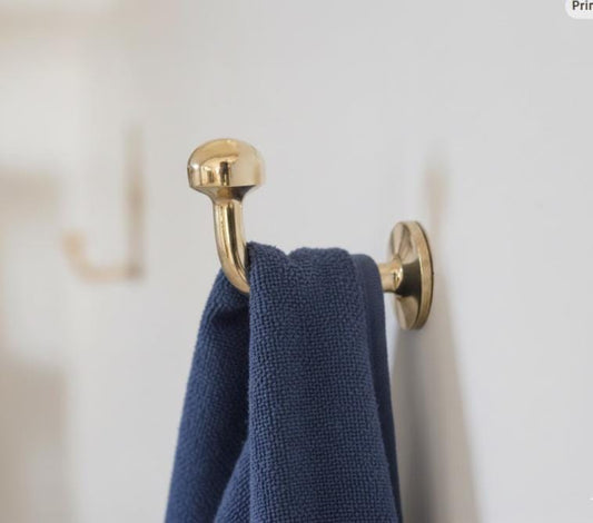 Unlacquered Solid Brass Wall Hooks, Brass Towel Hook.