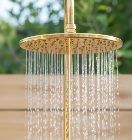 Unlacquered Solid Brass Shower Head, Indoor Outdoor Shower Fixture