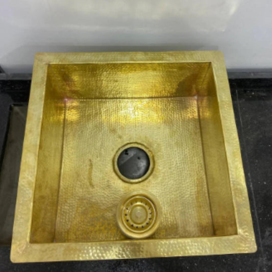 Unlacquered Brass Undermount Kitchen Sink, Rustic Bathroom or Kitchen Vanity Basin
