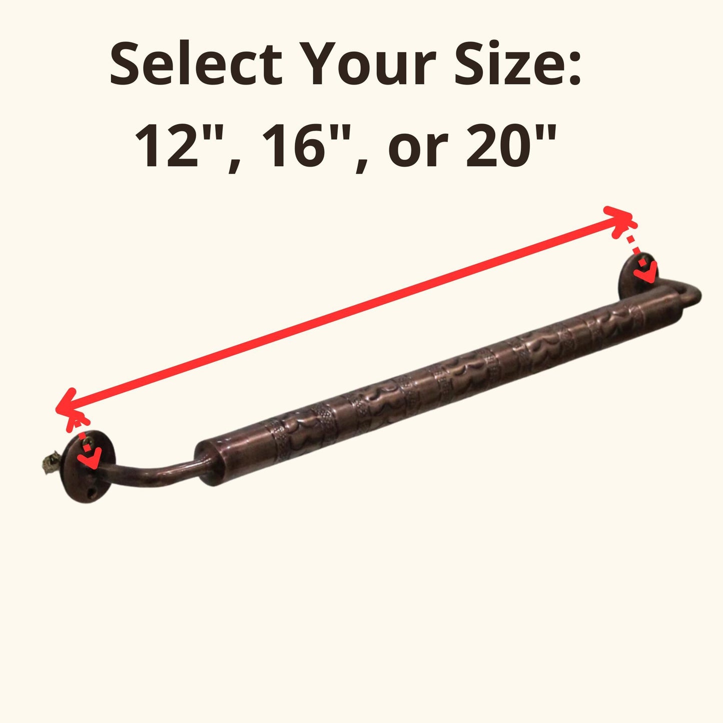 Handcrafted Engraved Solid Copper Bathroom Towel Bar, Hand towel holder.