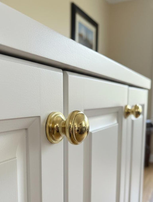 Unlacquered Solid Brass Ball Cabinet Knobs, Cabinet & Drawer Pull.