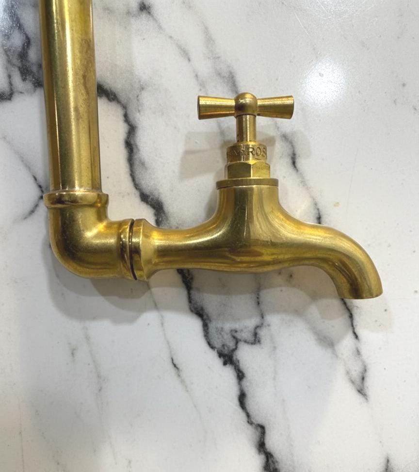 Unlacquered Solid Brass Tap, Single Handle Cold Water Faucet.