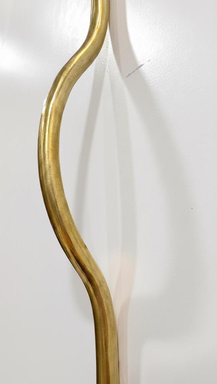 Unlacquered Brass Curved Arch Cabinet Handles.