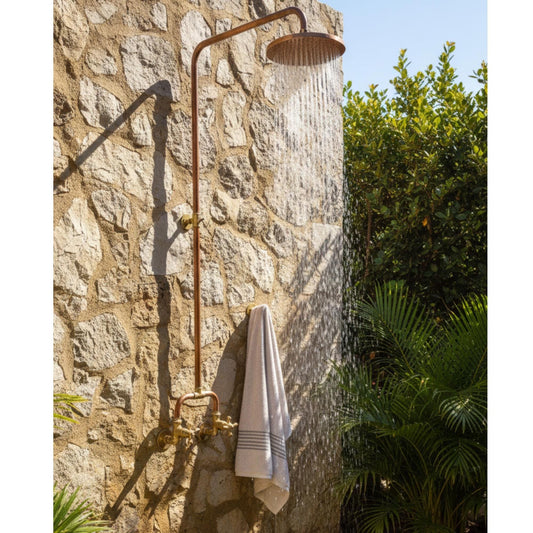 Unlacquered Solid Copper Outdoor System Shower Set, Garden Shower.