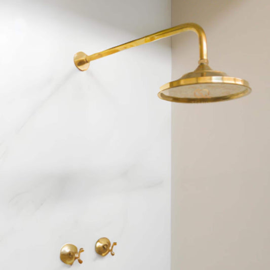 Unlacquered Brass Shower System- Shower Head Antique Brass.