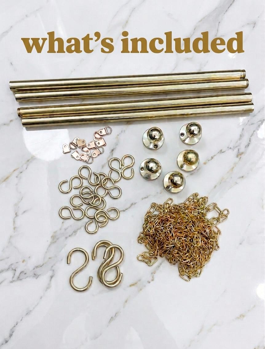 Unlacquered Solid Brass Picture Rail Hanging Kit - Vintage Gallery Wall Art Display System