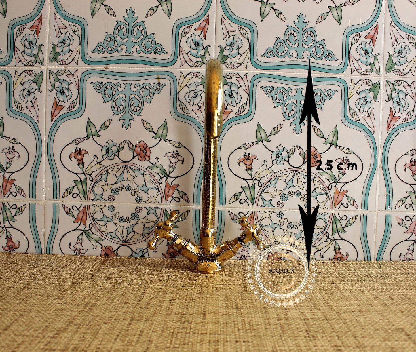 Unlacquered Solid Brass Faucet, Antique Hammered Faucet for Kitchen