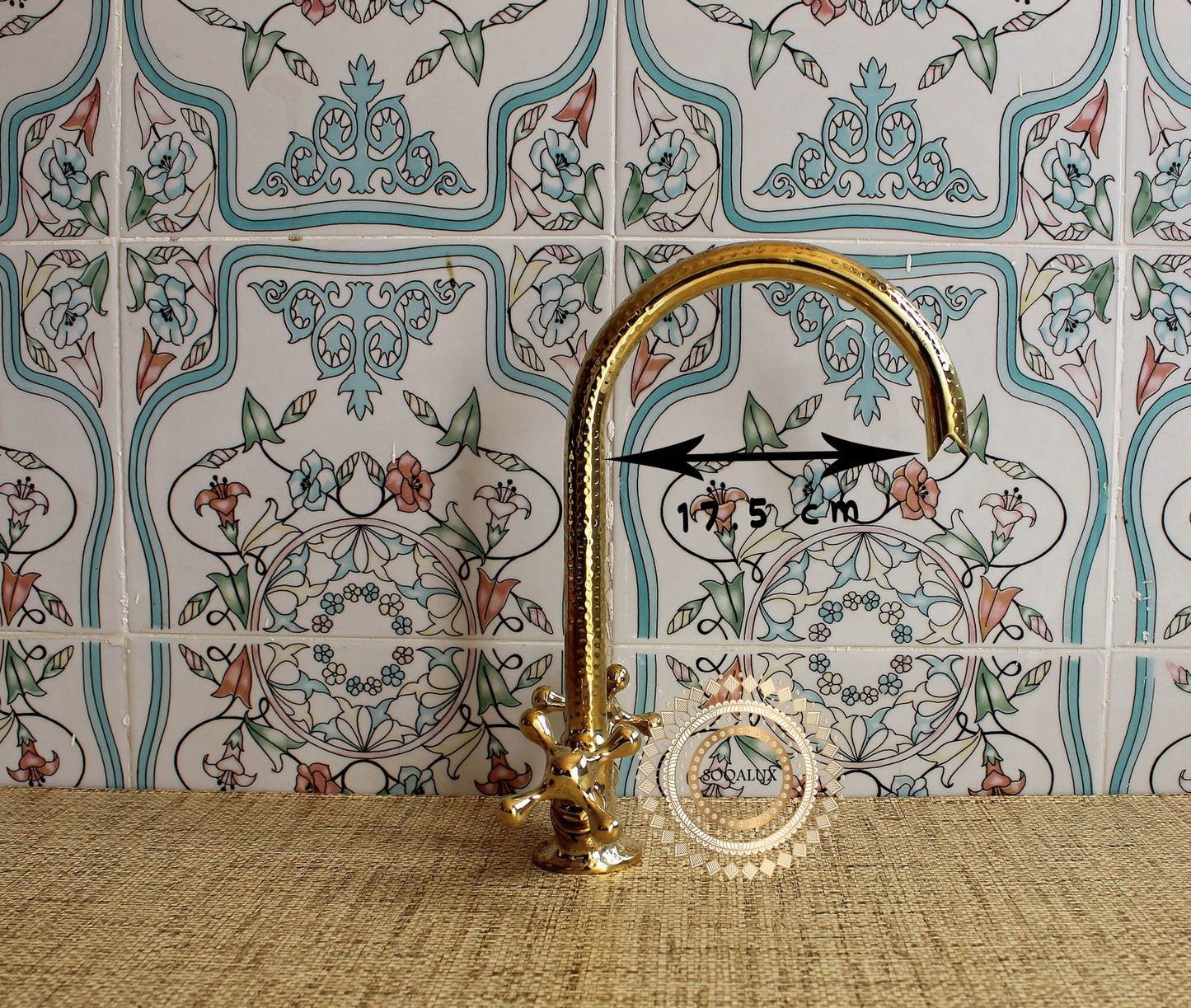 Unlacquered Solid Brass Faucet, Antique Hammered Faucet for Kitchen