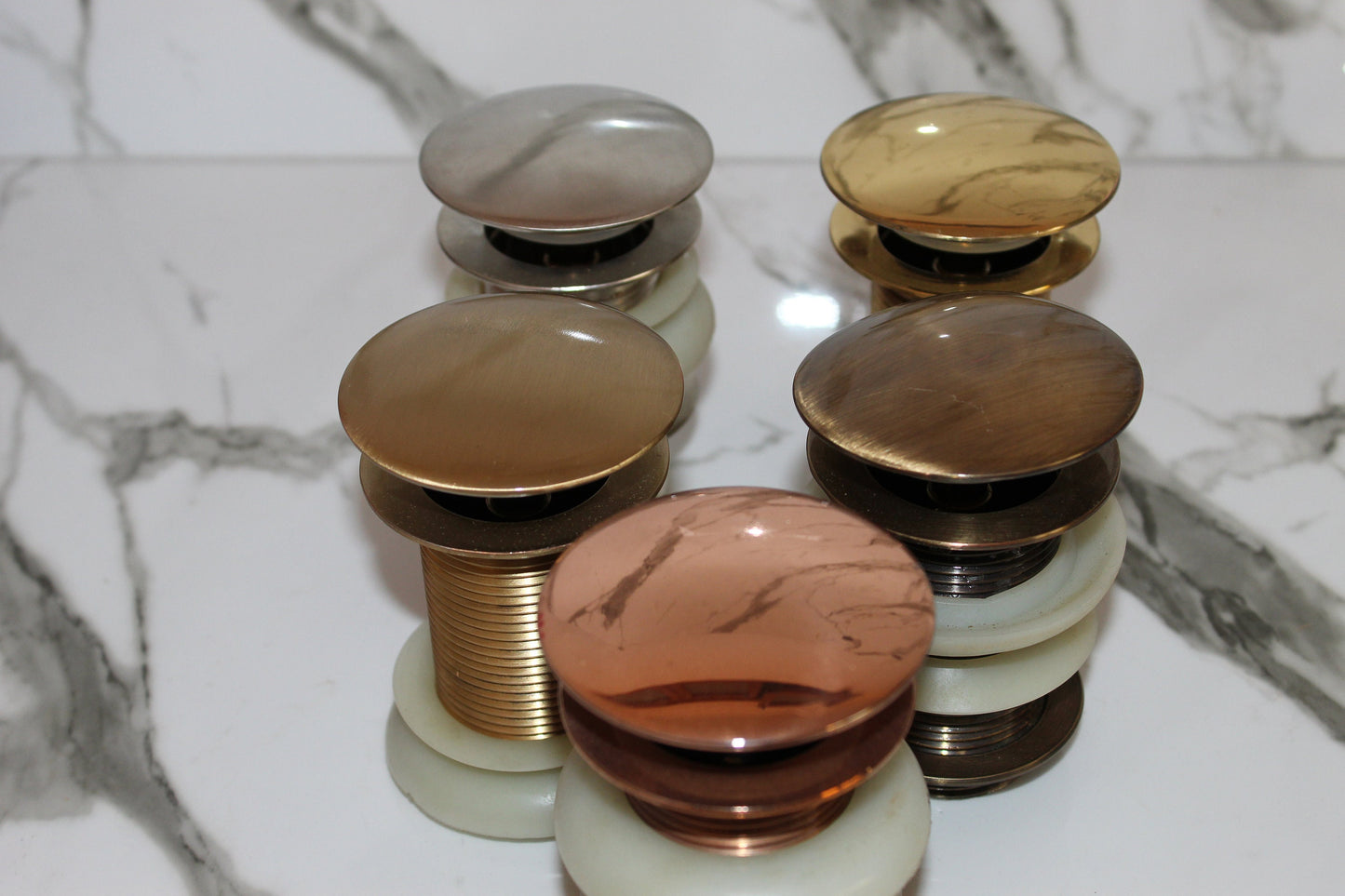 Unlacquered Brass Bathroom Sink Pop Up Drain.