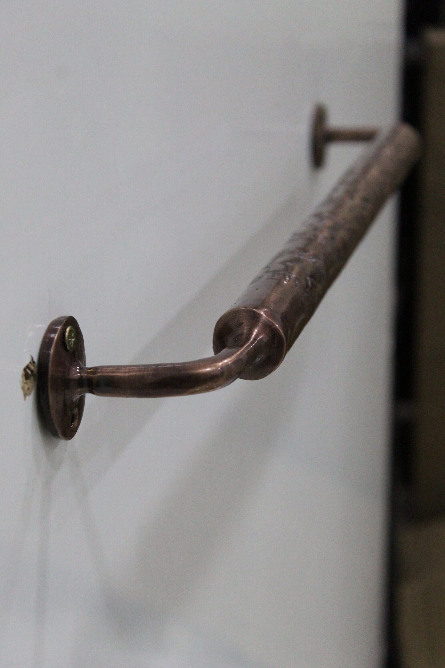 Handcrafted Engraved Solid Copper Bathroom Towel Bar, Hand towel holder.