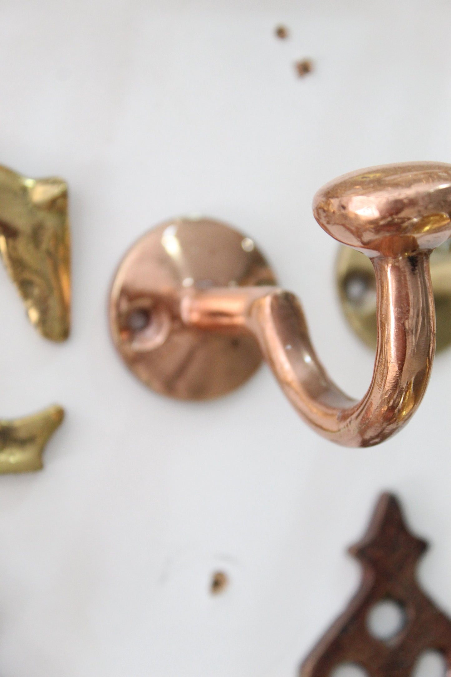 Rustic Wall Mounted Brass Hooks for Bathroom and Coat Hanging, Handcrafted with an Unlacquered Finish for a Timeless Look