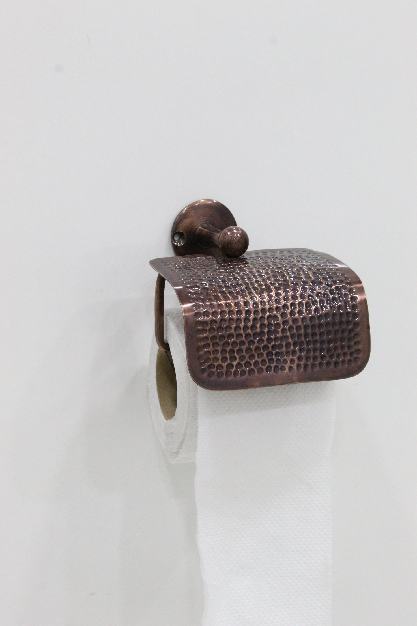 Handmade Copper Wall Mounted Toilet Paper Holder, Toilet Roll Holder with Sliding Cover.