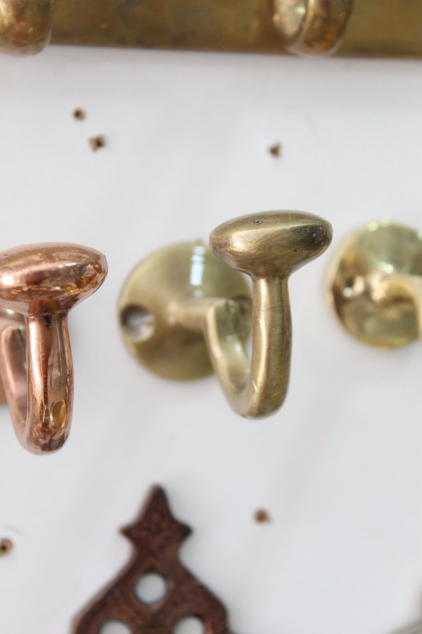 Rustic Wall Mounted Brass Hooks for Bathroom and Coat Hanging, Handcrafted with an Unlacquered Finish for a Timeless Look