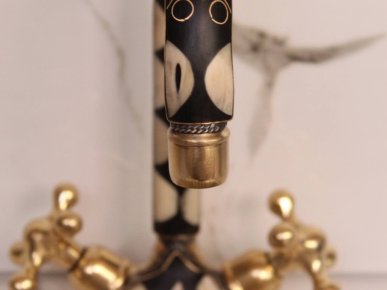 Unlacquered Solid Brass Kitchen Bridge Faucet Studded With Resin, Vintage faucet.
