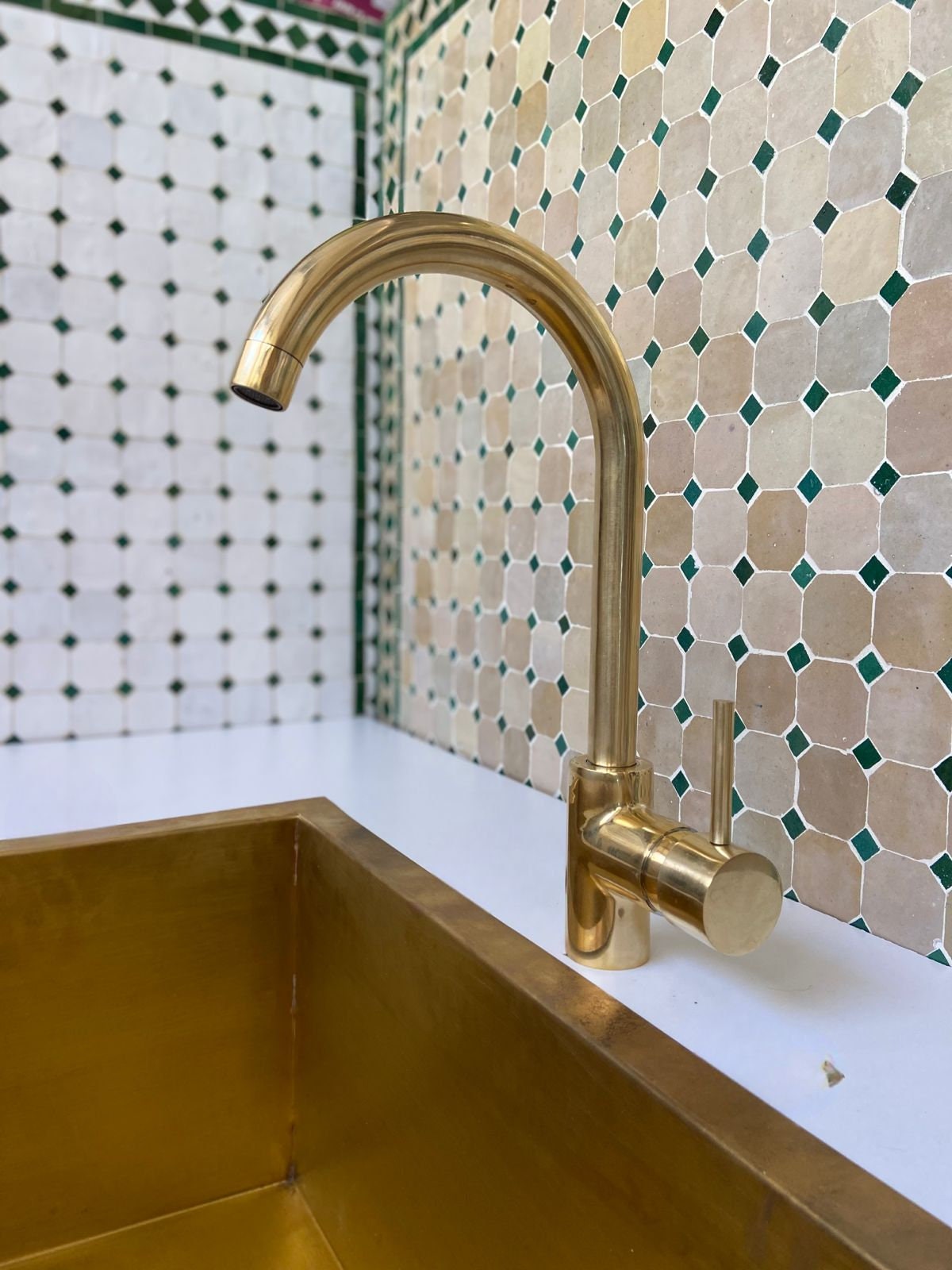 Unlacquered Brass Single Hole Faucet, Brass kitchen faucet, Sink faucet, kitchen sink.