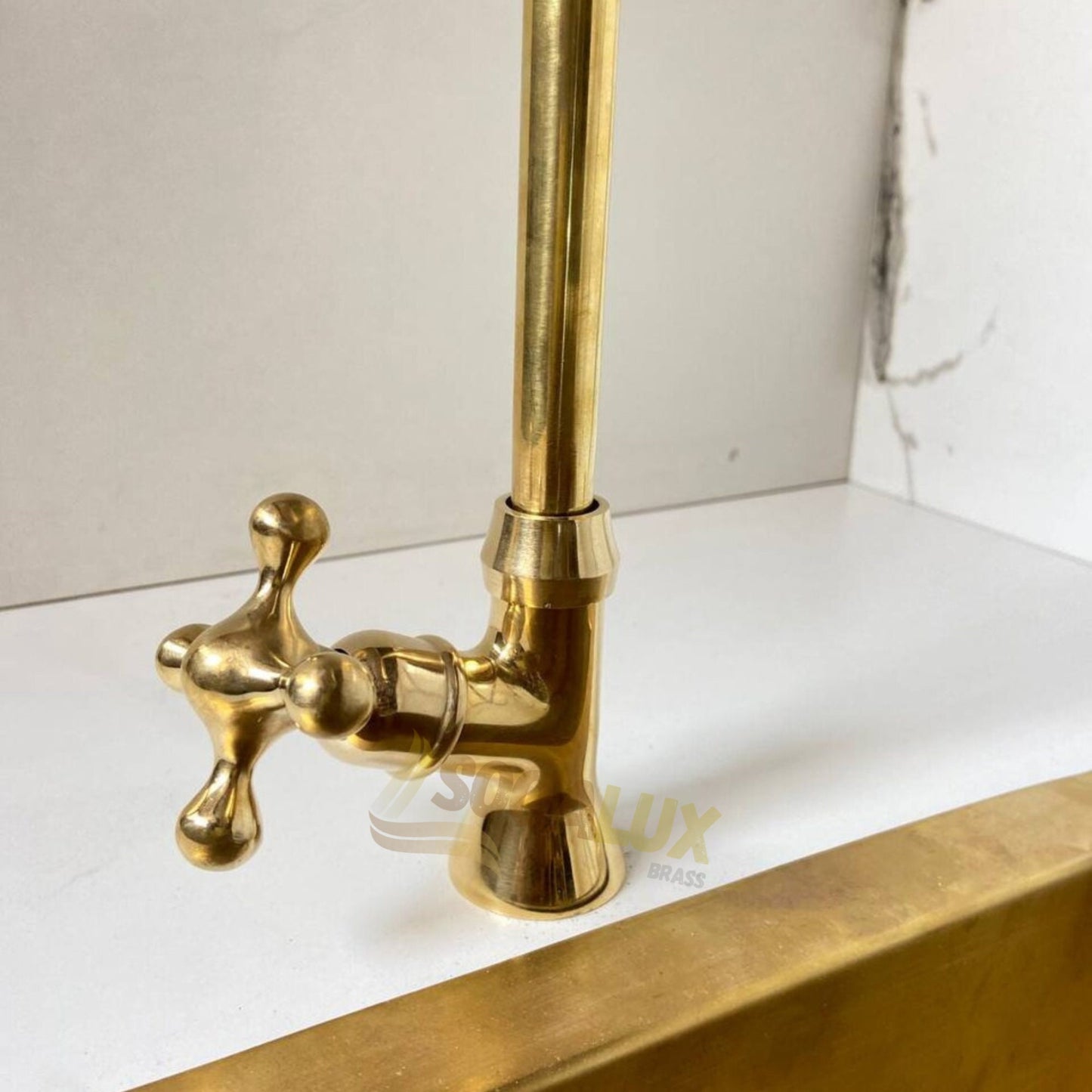 Unlacquered Brass Bar Kitchen Faucet, Cold Water Single Hole, Vintage kitchen.