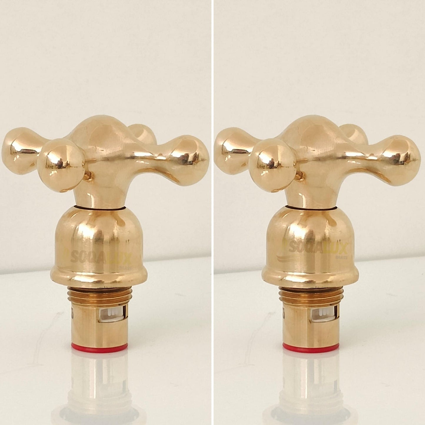 Handmade Faucet Handles Set of 2 - Stylish Valve And Cross Handle Design.