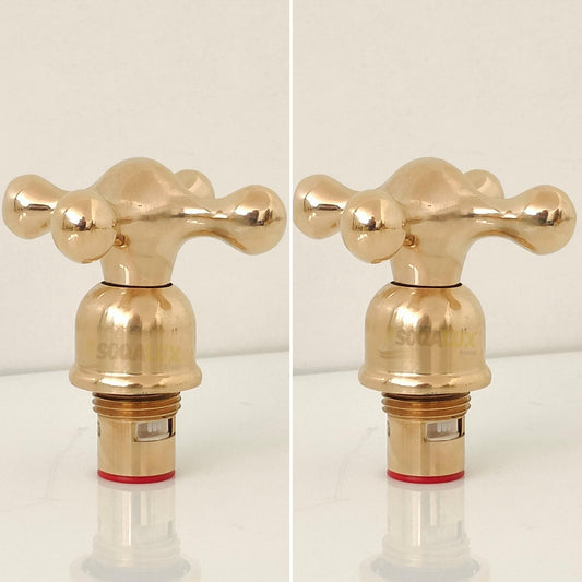 Handmade Faucet Handles Set of 2 - Stylish Valve And Cross Handle Design.