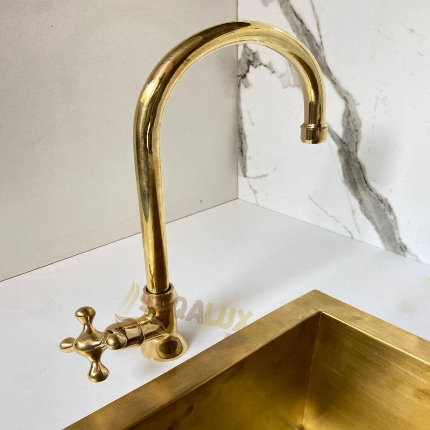 Unlacquered Brass Bar Kitchen Faucet, Cold Water Single Hole, Vintage kitchen.