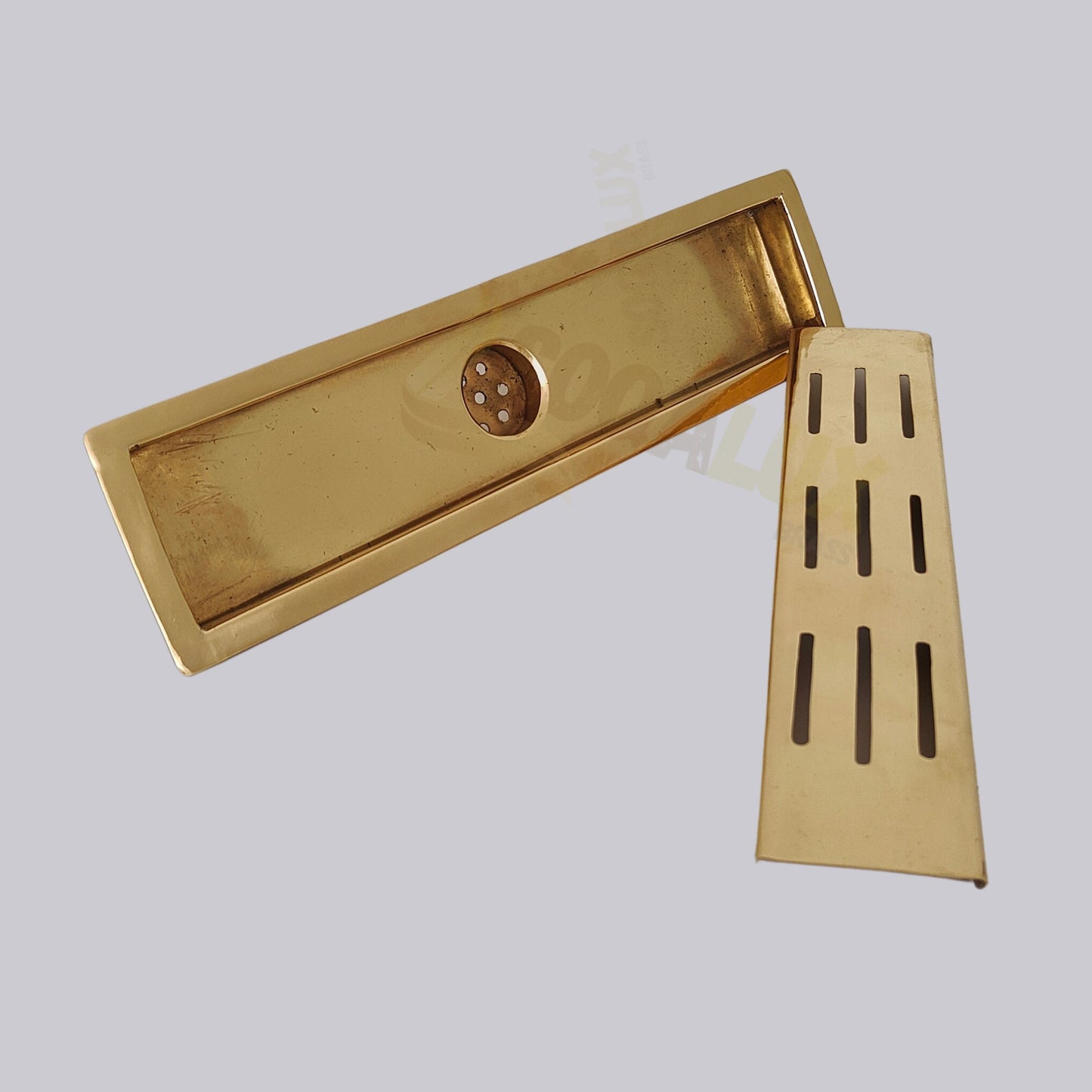 Unlacquered Brass Linear Floor Drain - Handcrafted Drain For Bathroom.