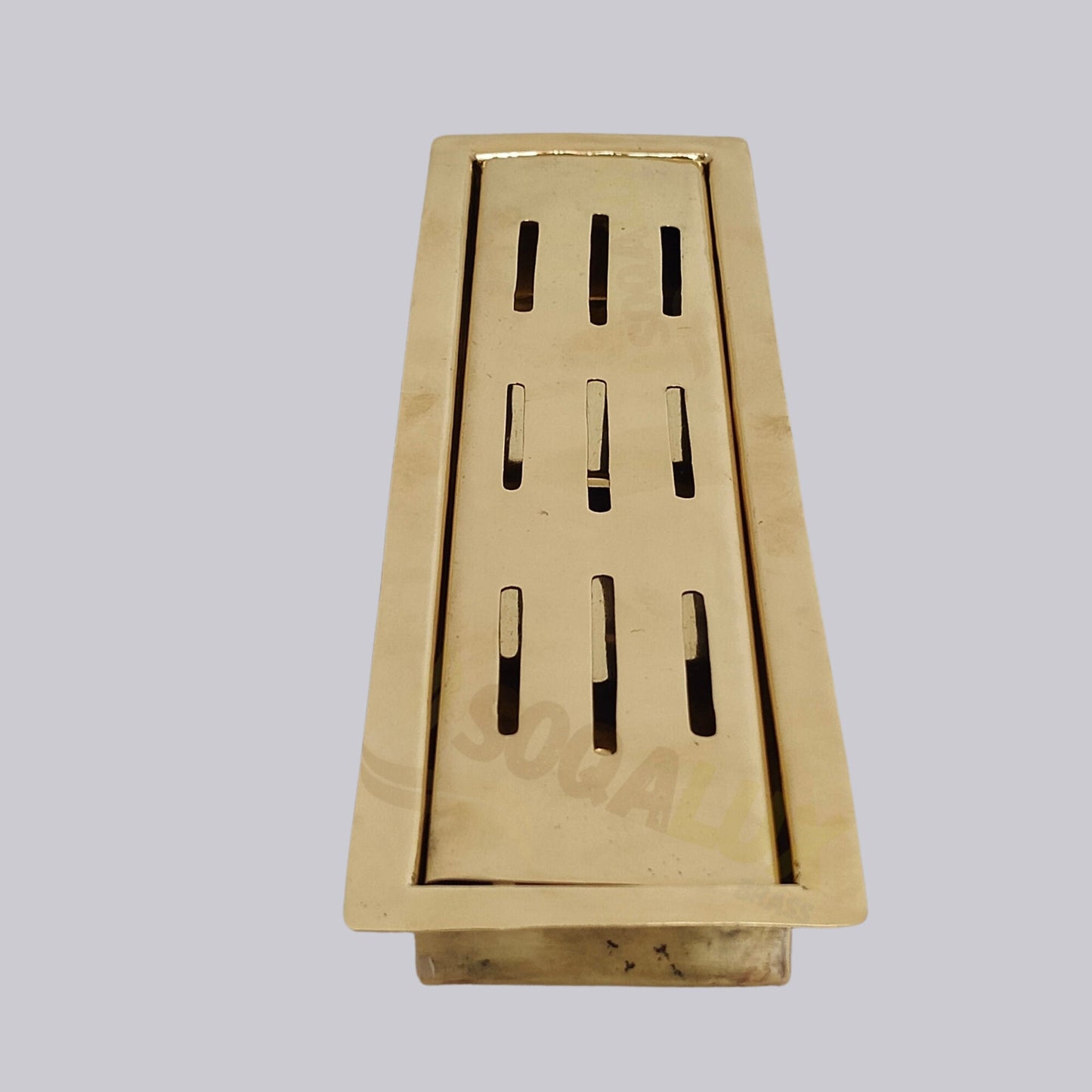 Unlacquered Brass Linear Floor Drain - Handcrafted Drain For Bathroom.