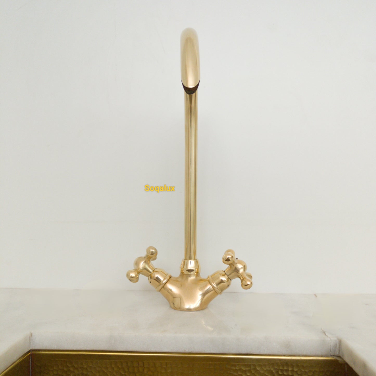 Unlacquered Solid brass kitchen faucet, Antique faucet.