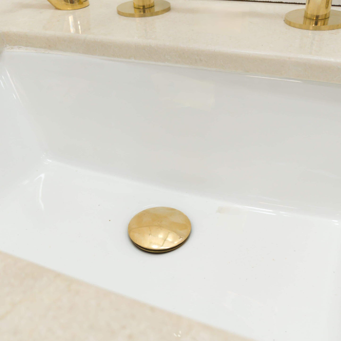 Unlacquered Brass Sink Strainer, Push Up Pop Up Drain.