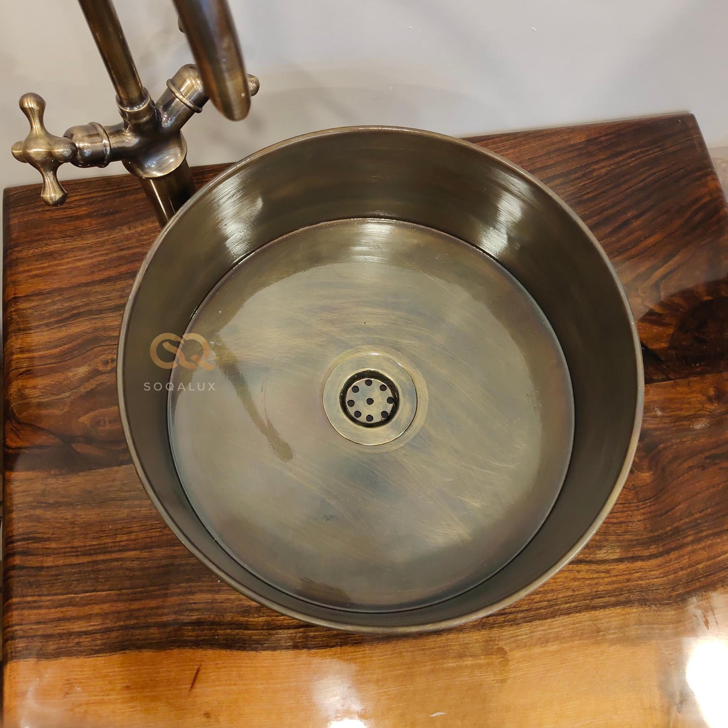 Handcrafted Brass Sink And Oil-Rubbed Bronze Faucet, Bohemian Decor, Eco-Friendly Home, Global Style, Bathroom Vanity
