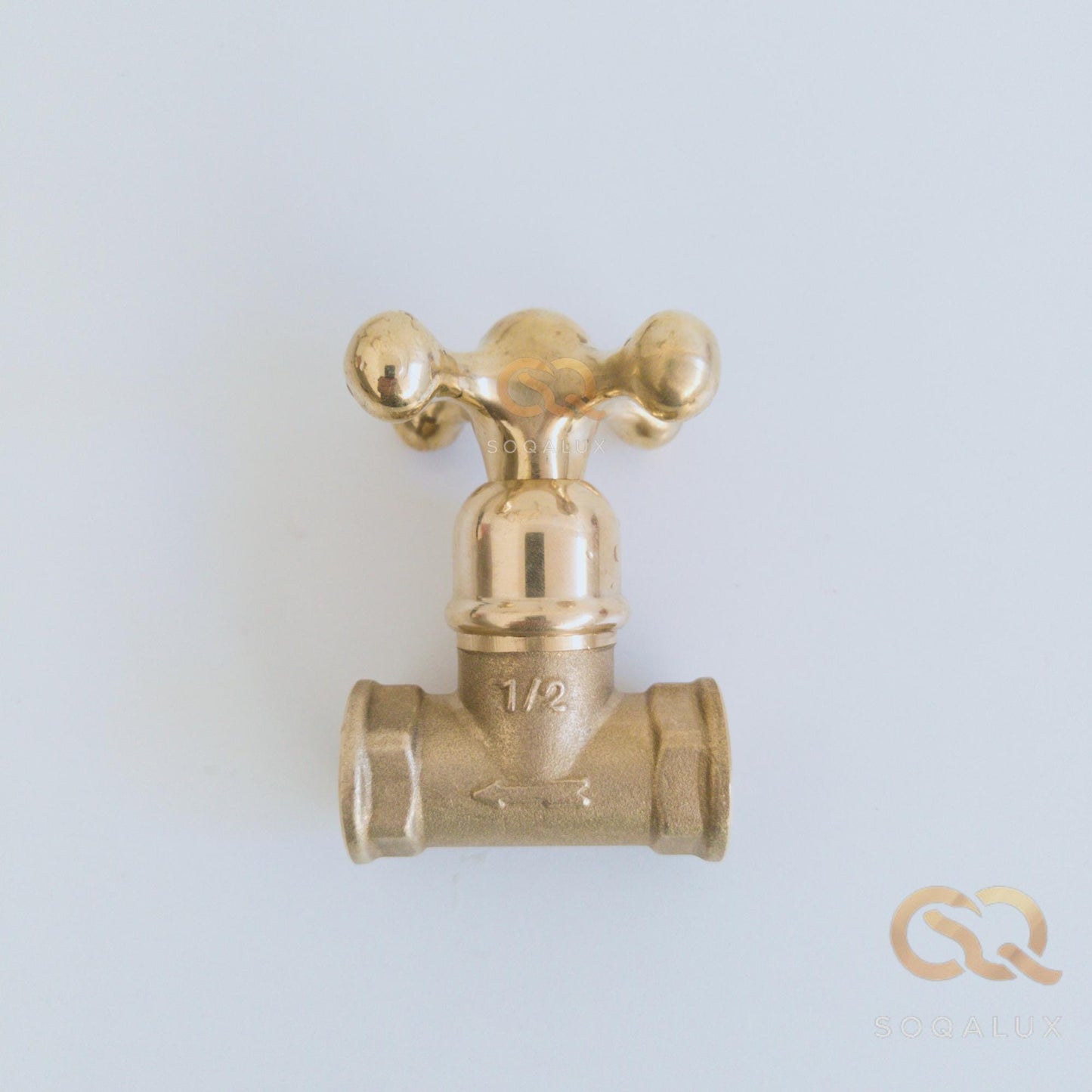 Classic Brass Gate Valve, Turn Shut Off Valve with Cross Handle, US Plumbing (1/2 inch).