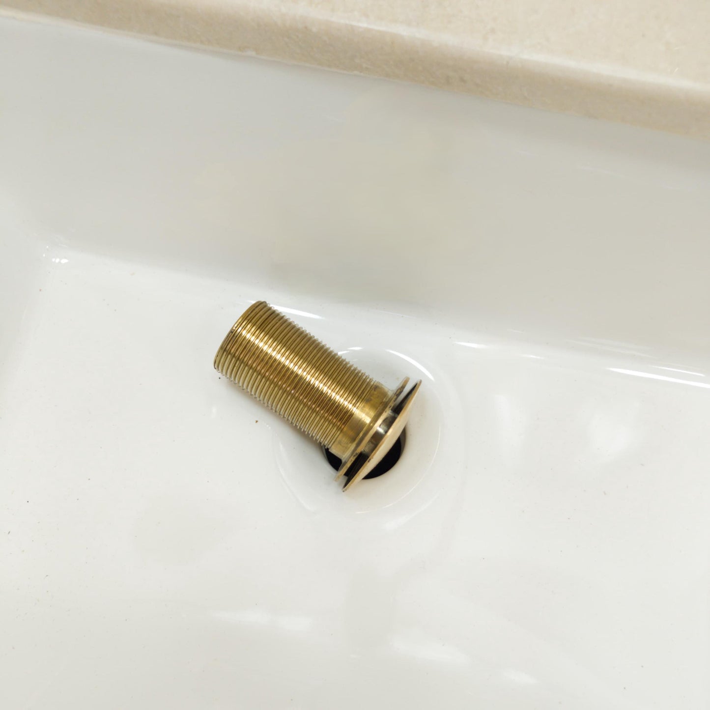 Unlacquered Brass Sink Strainer, Push Up Pop Up Drain.