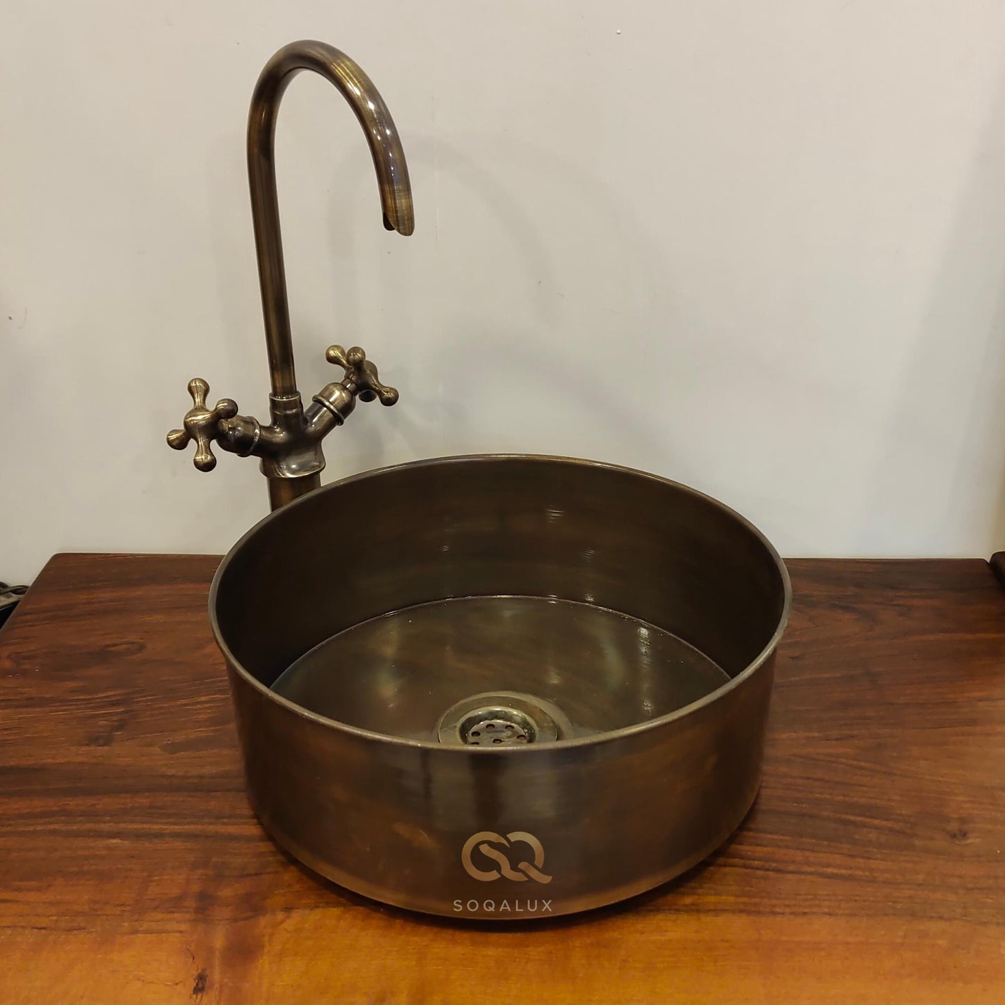 Handcrafted Brass Sink And Oil-Rubbed Bronze Faucet, Bohemian Decor, Eco-Friendly Home, Global Style, Bathroom Vanity