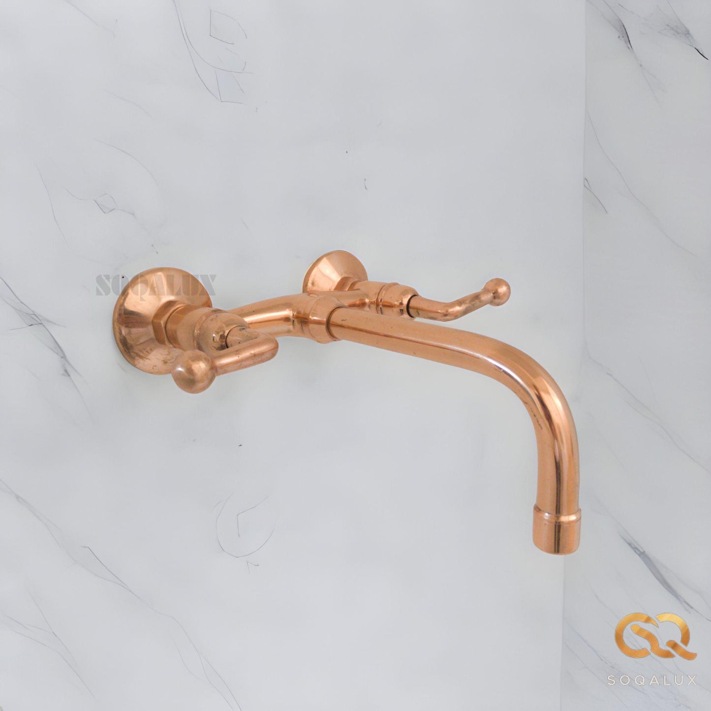 Unlacquered Brass Copper Wall-Mount Sink Faucet