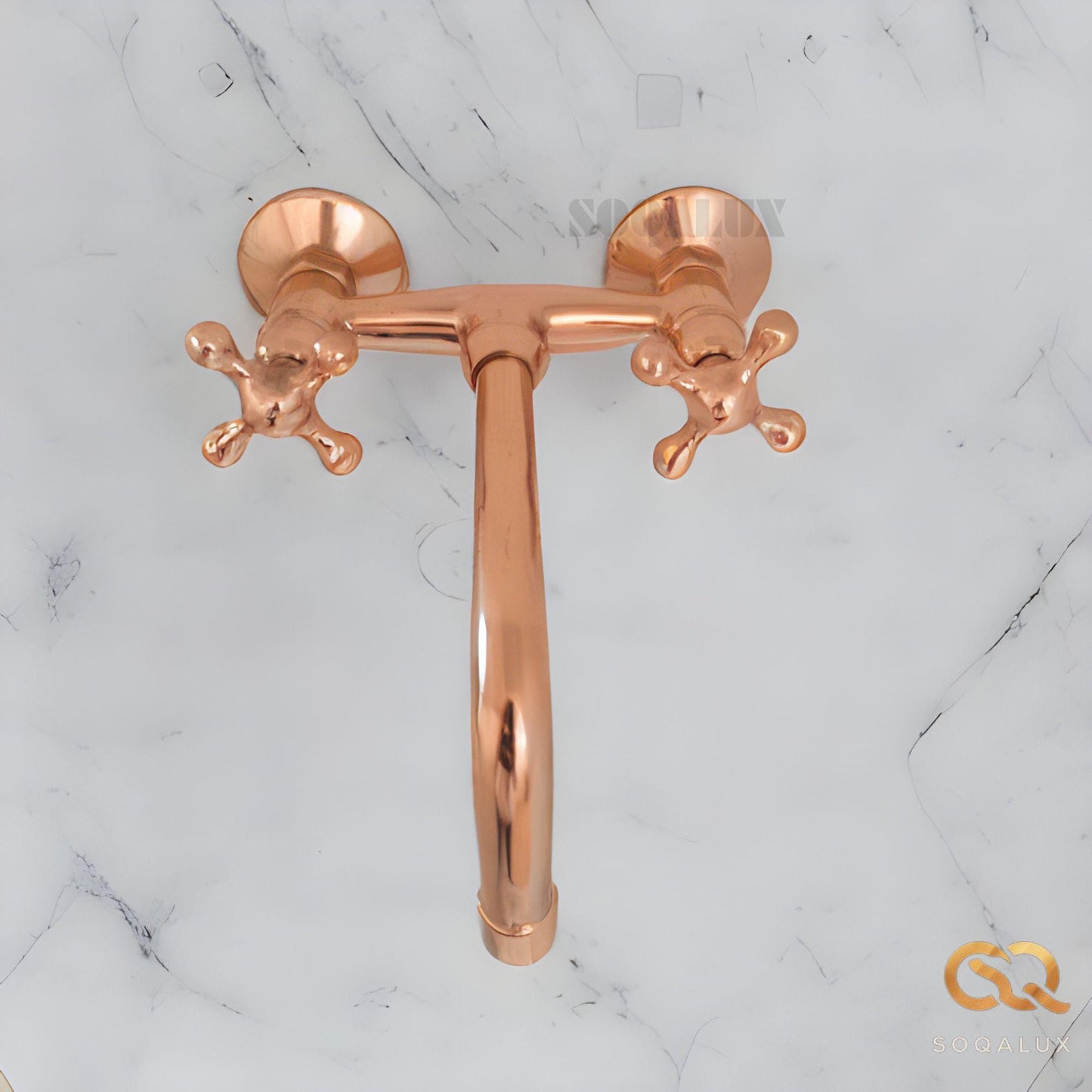 Unlacquered Brass Copper Wall-Mount Sink Faucet