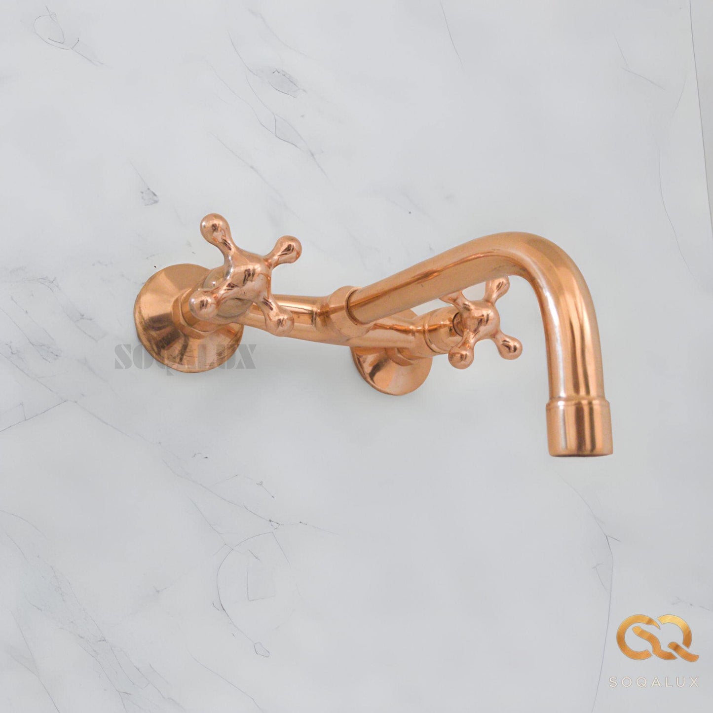 Unlacquered Brass Copper Wall-Mount Sink Faucet