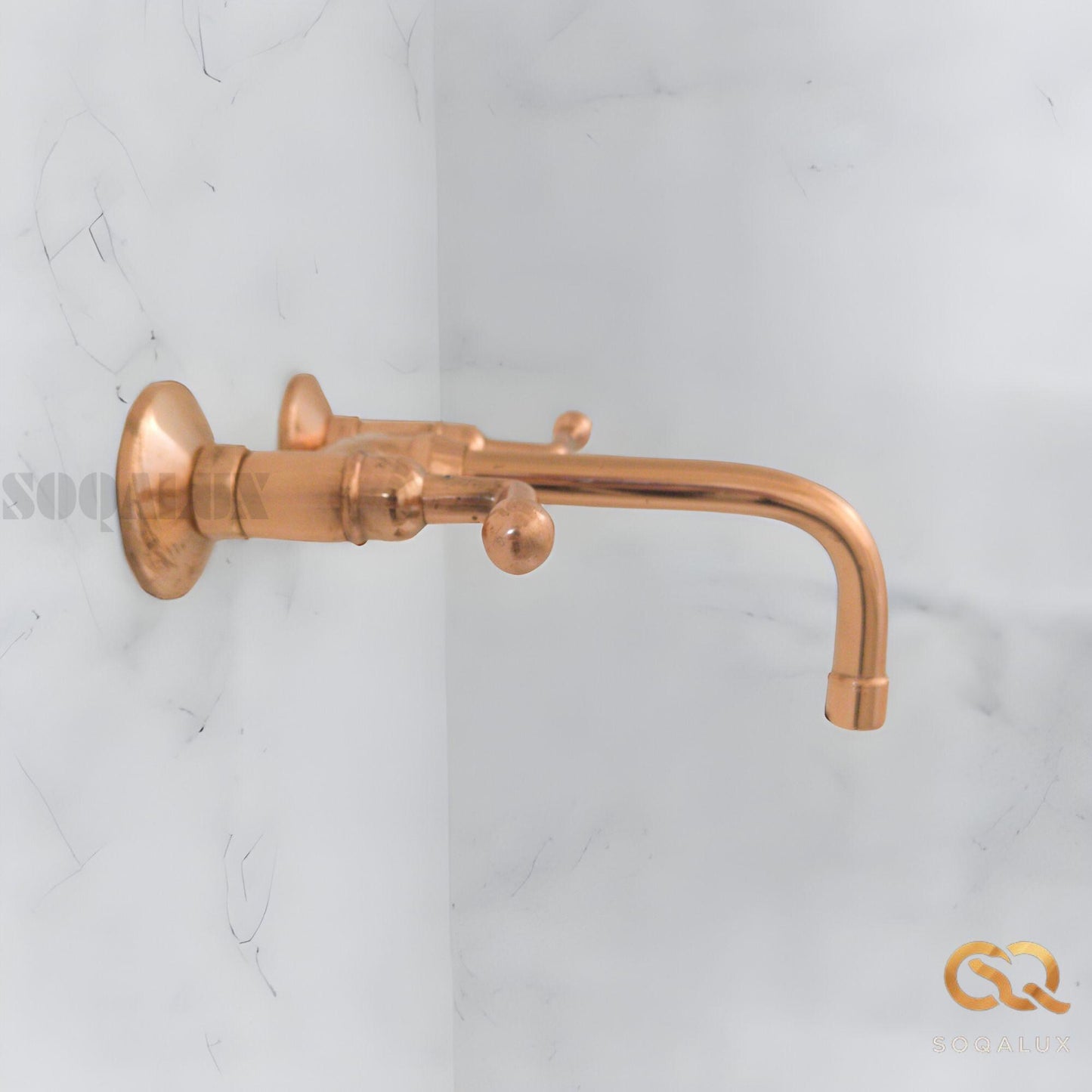 Unlacquered Brass Copper Wall-Mount Sink Faucet