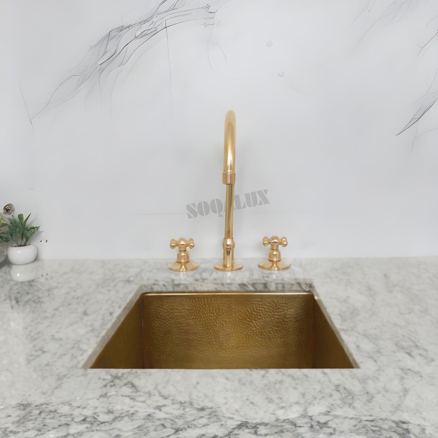 Unlacquered Solid Brass Faucet- vanity 3 holes faucet.