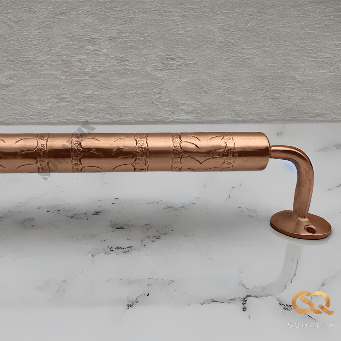 Engraved Solid Copper Towel Bar For Bathroom, wall Mounted Towel holder.