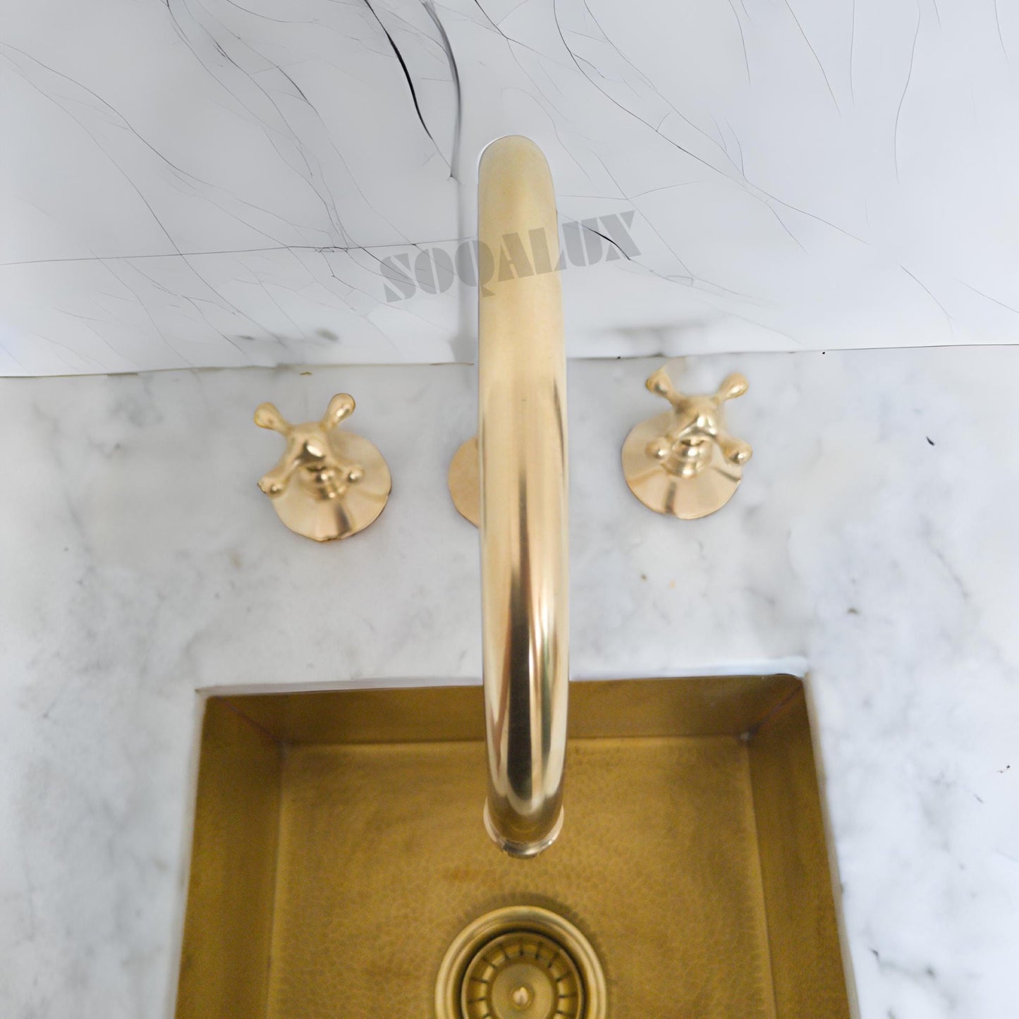 Unlacquered Solid Brass Faucet- vanity 3 holes faucet.