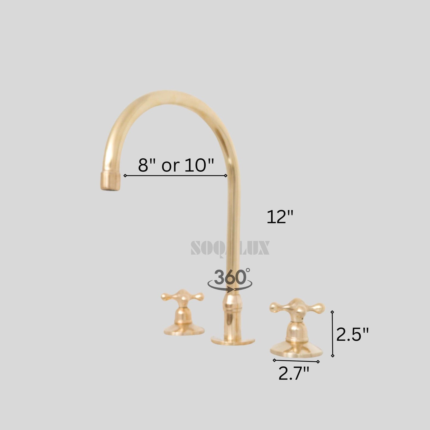 Unlacquered Solid Brass Faucet- vanity 3 holes faucet.