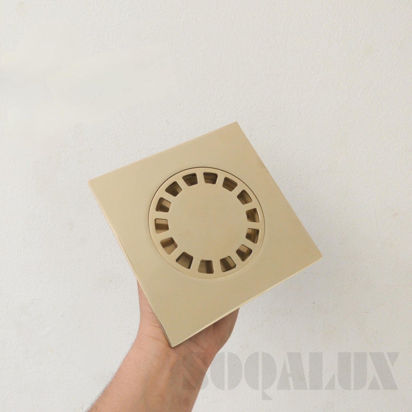 Unlacquered Brass Square Floor Drain Cover, Antique Style.