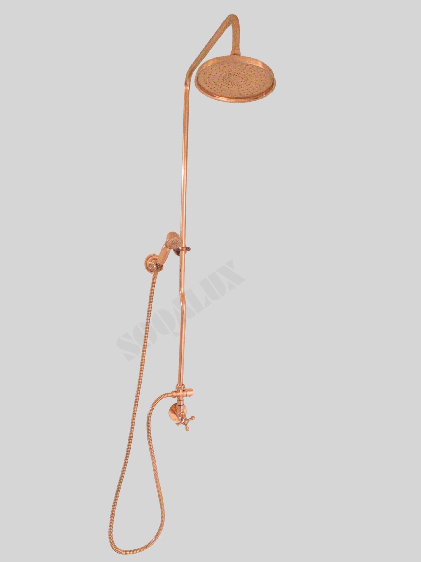 Unlacquered Aged Copper Shower Set, Rainfall Copper ShowerHead.
