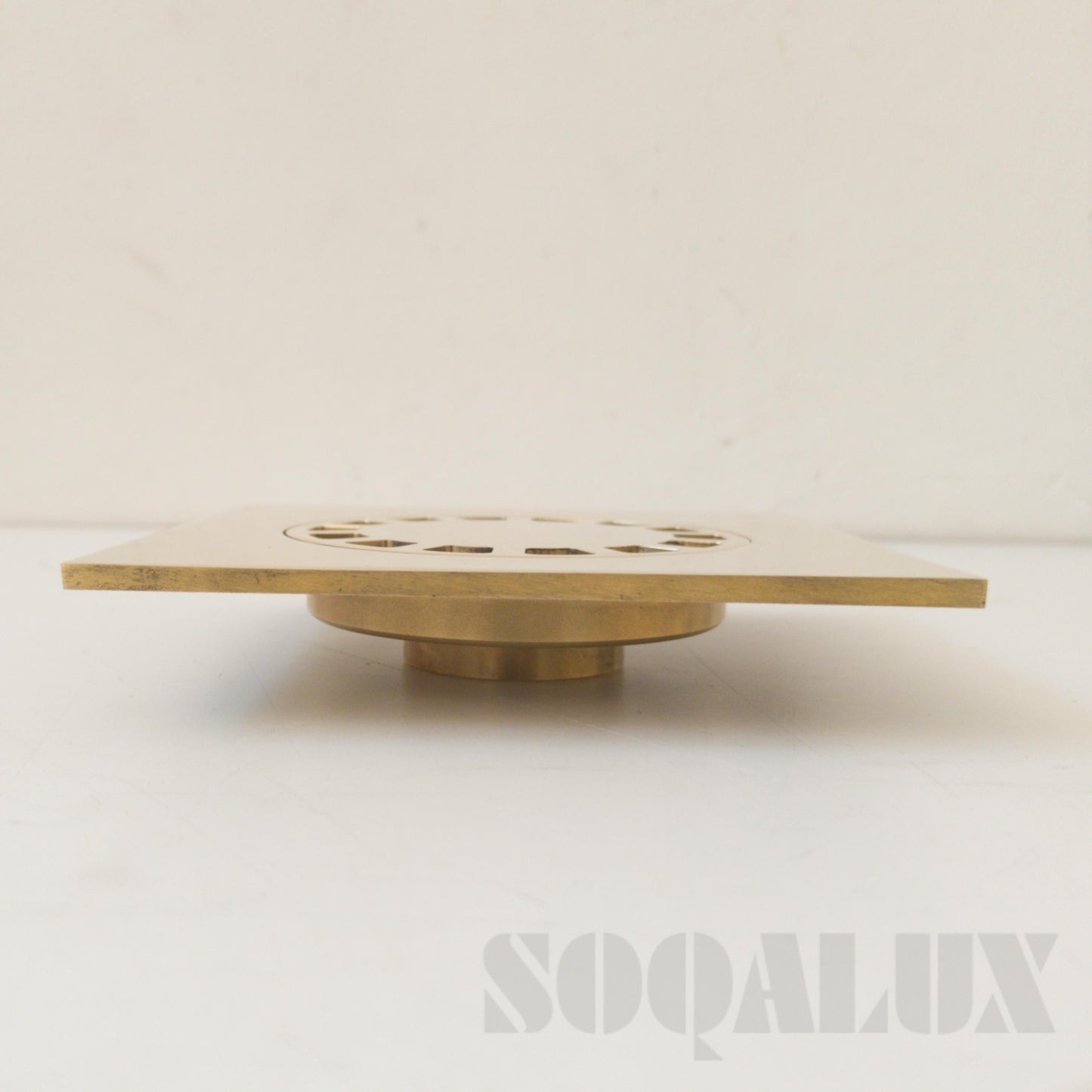 Unlacquered Brass Square Floor Drain Cover, Antique Style.