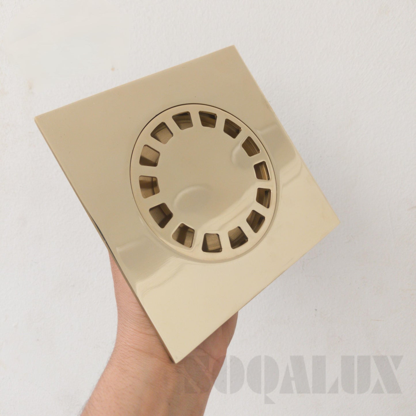 Unlacquered Brass Square Floor Drain Cover, Antique Style.