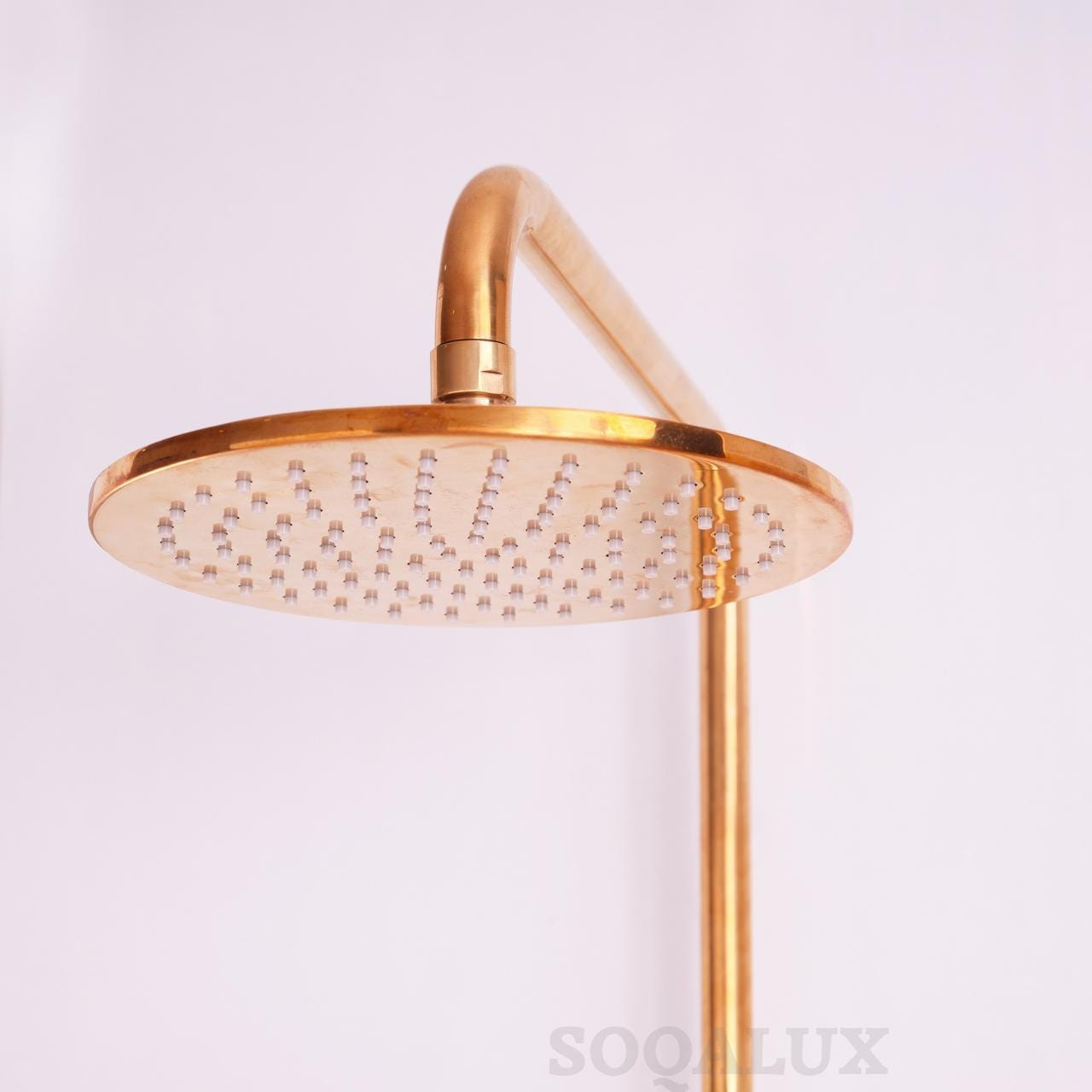 Unlacquered Brass Shower System, Wall-Mounted Shower, outdoor shower.