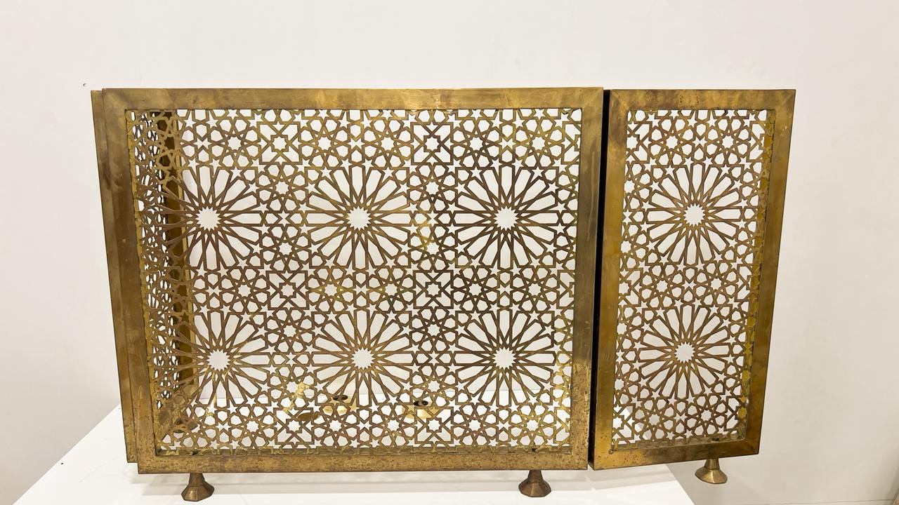 Handmade Fireplace screen with 3 panel screen, living room decor.