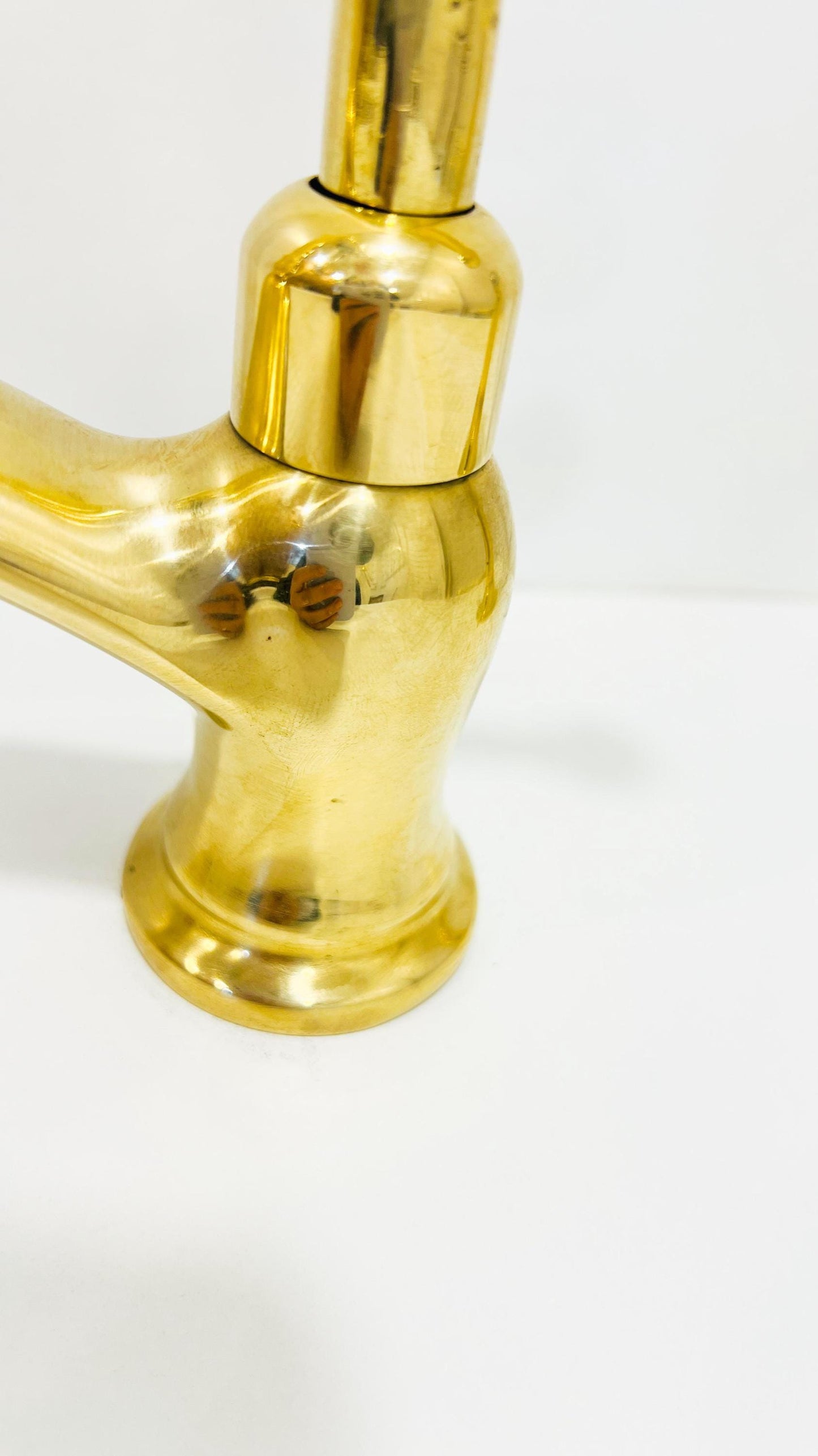 Unlacquered Solid Brass Kitchen Faucet, Antique Deck Mounted Faucet.